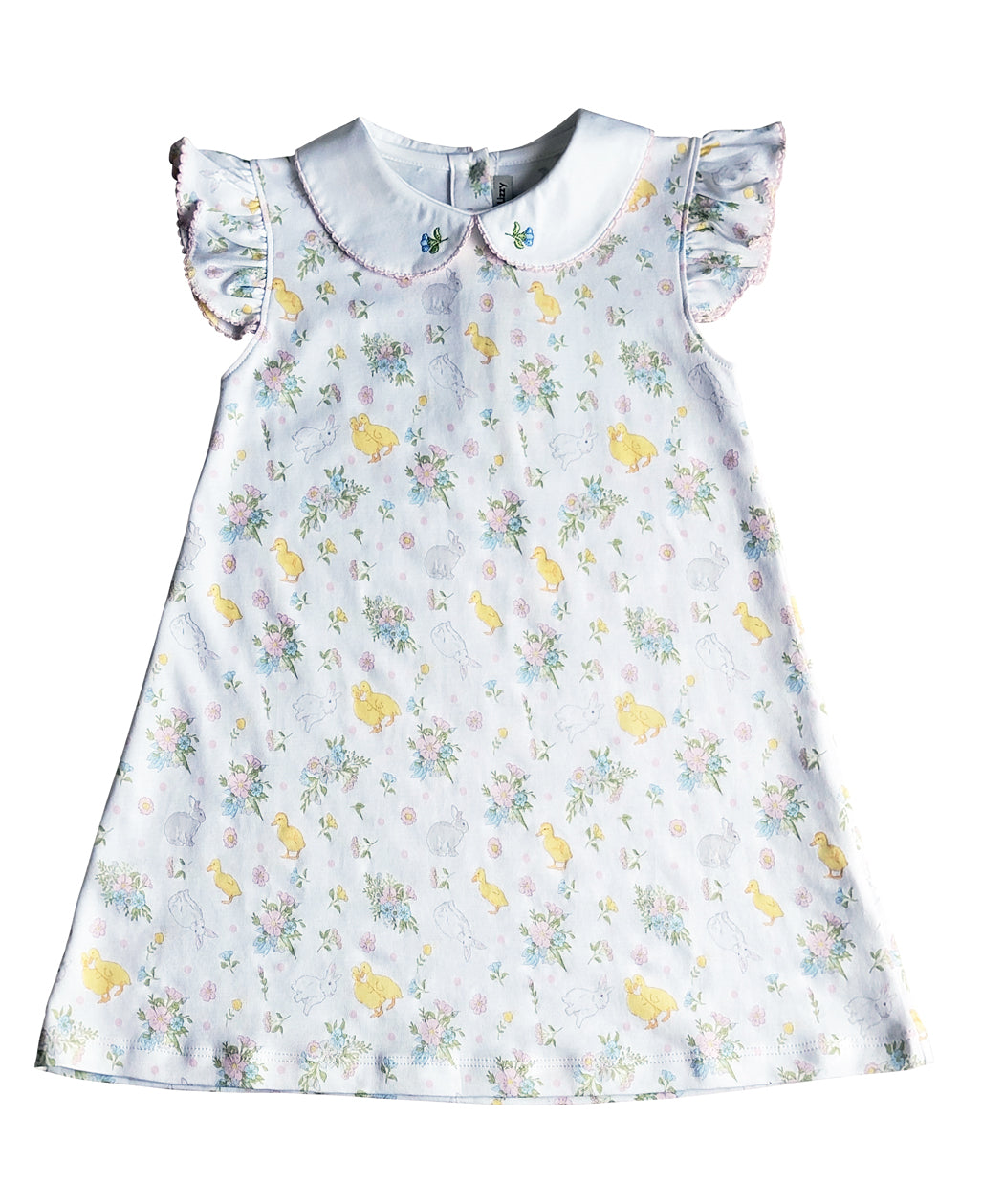 Easter Floral A line Girls Dress Pima Cotton - Little Threads Inc. Children's Clothing