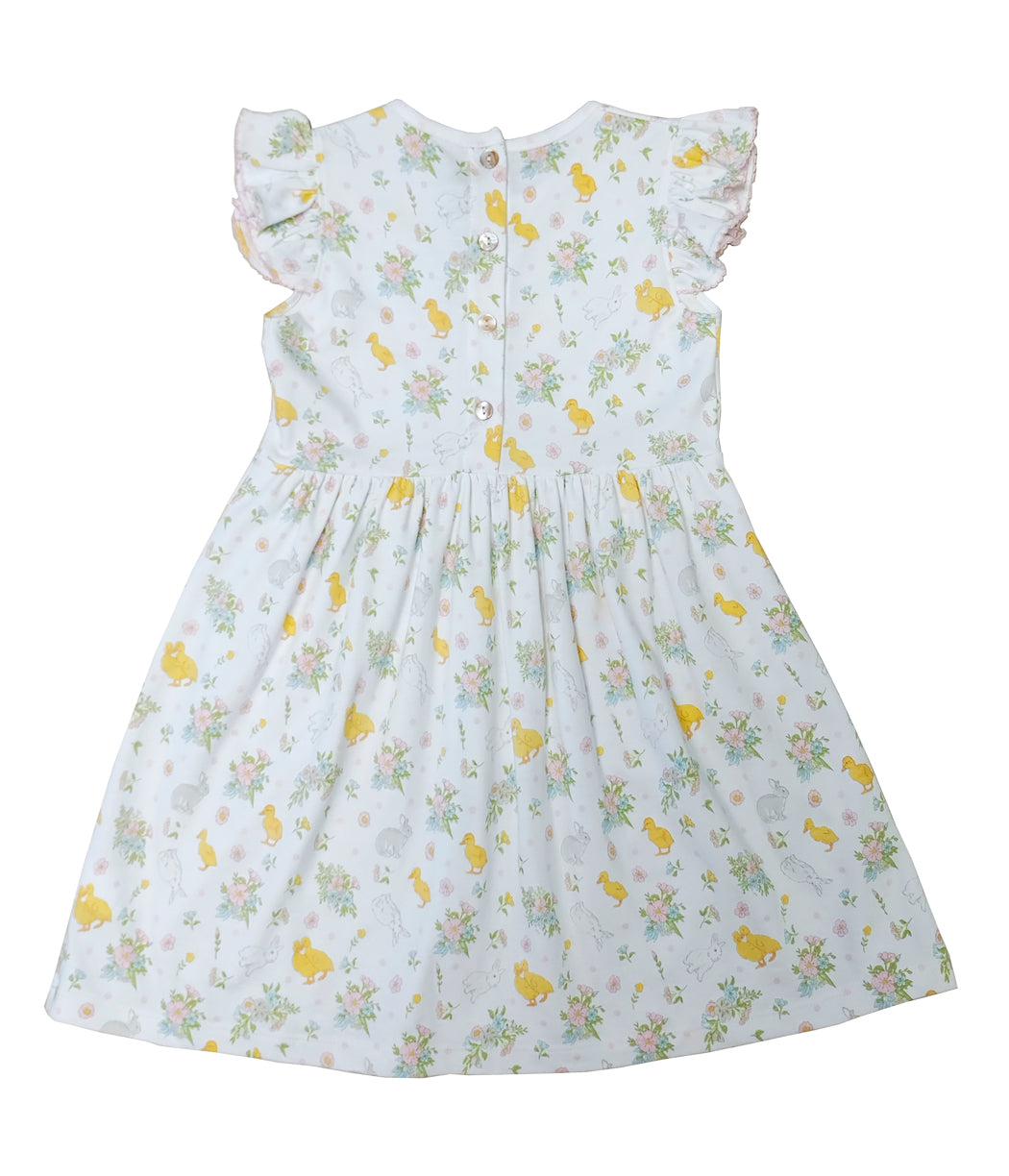 Girl's "Easter Floral" Pima Cotton Dress - Little Threads Inc. Children's Clothing