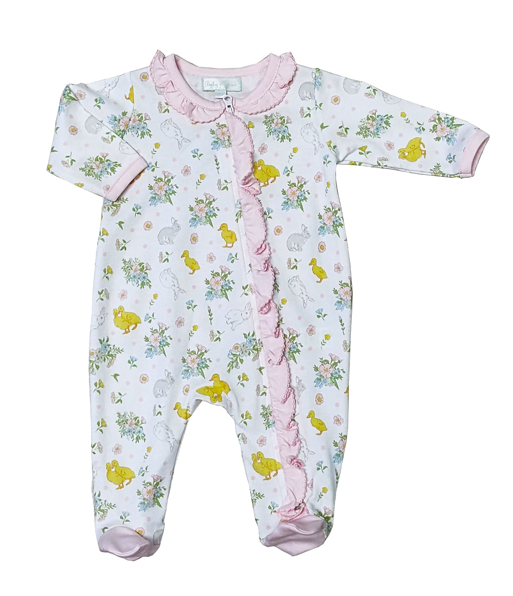 Baby Girl's "Easter Floral"  Zipper Footie - Little Threads Inc. Children's Clothing