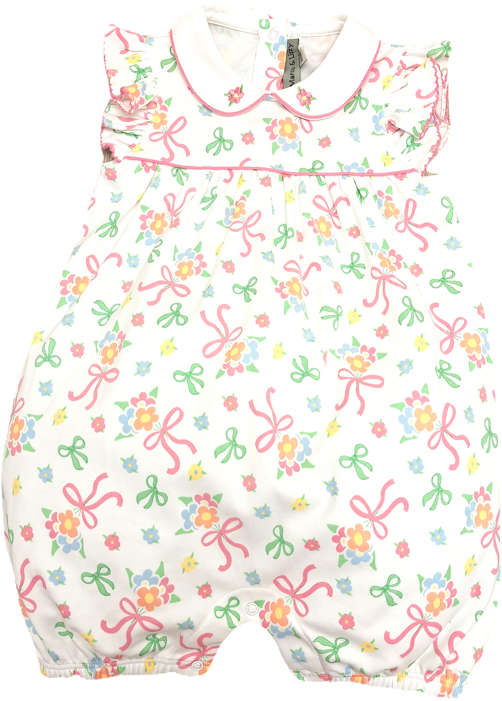 Bows and Flowers Baby Girl Romper Pima Cotton - Little Threads Inc. Children's Clothing