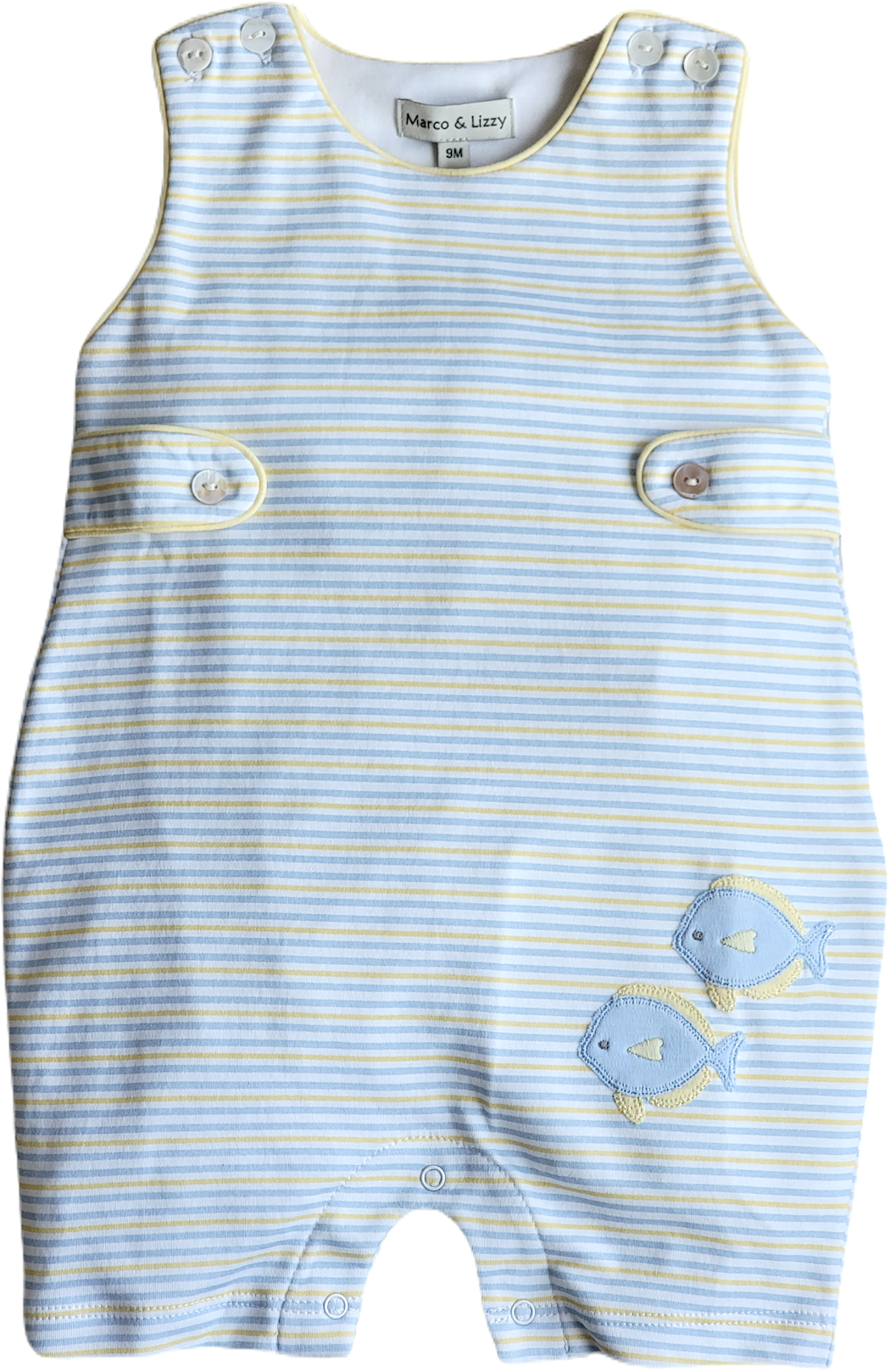 Fish Applique Boy's Overall Pima Cotton - Little Threads Inc. Children's Clothing