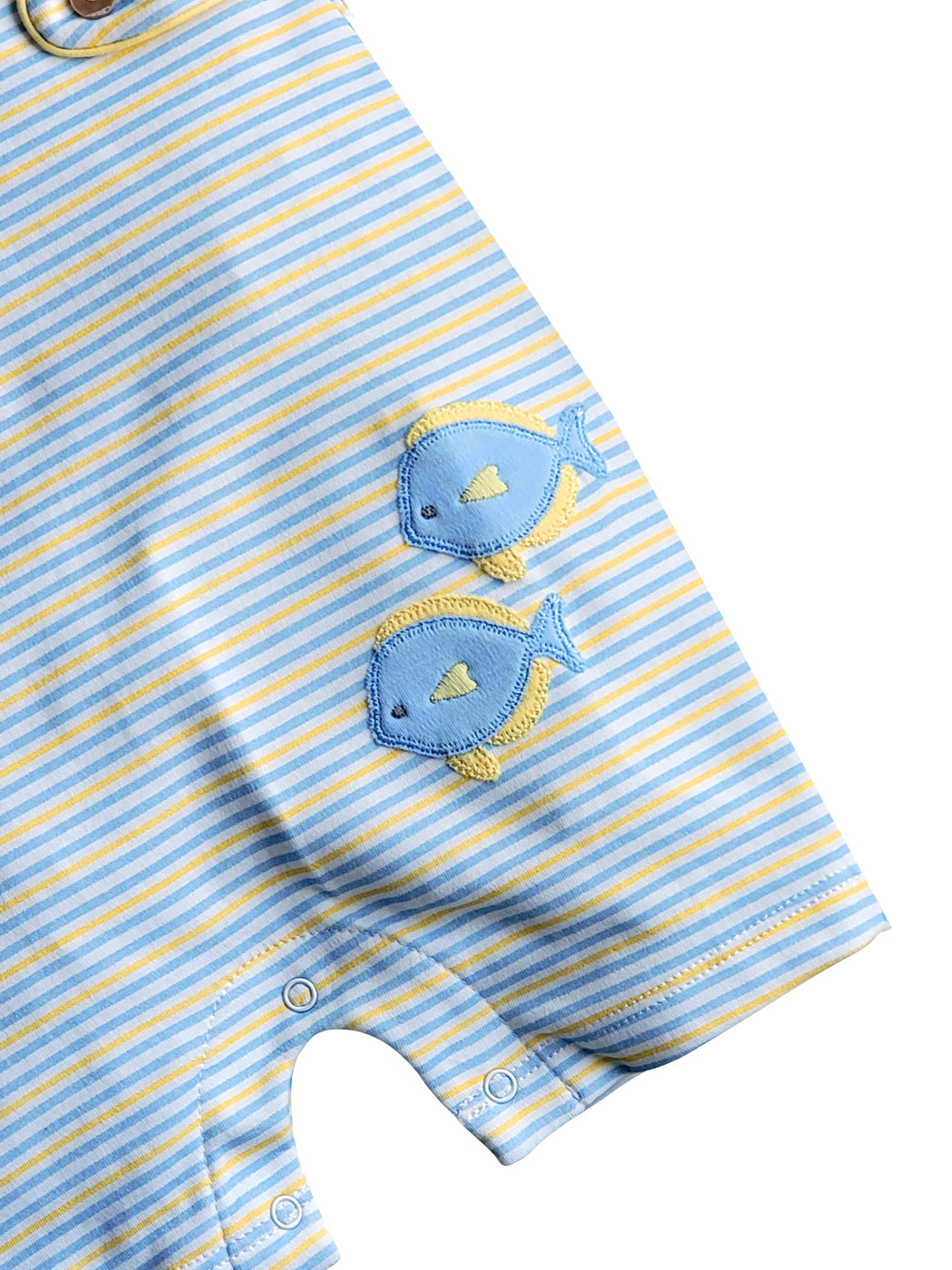 Fish Applique Boy's Overall Pima Cotton - Little Threads Inc. Children's Clothing