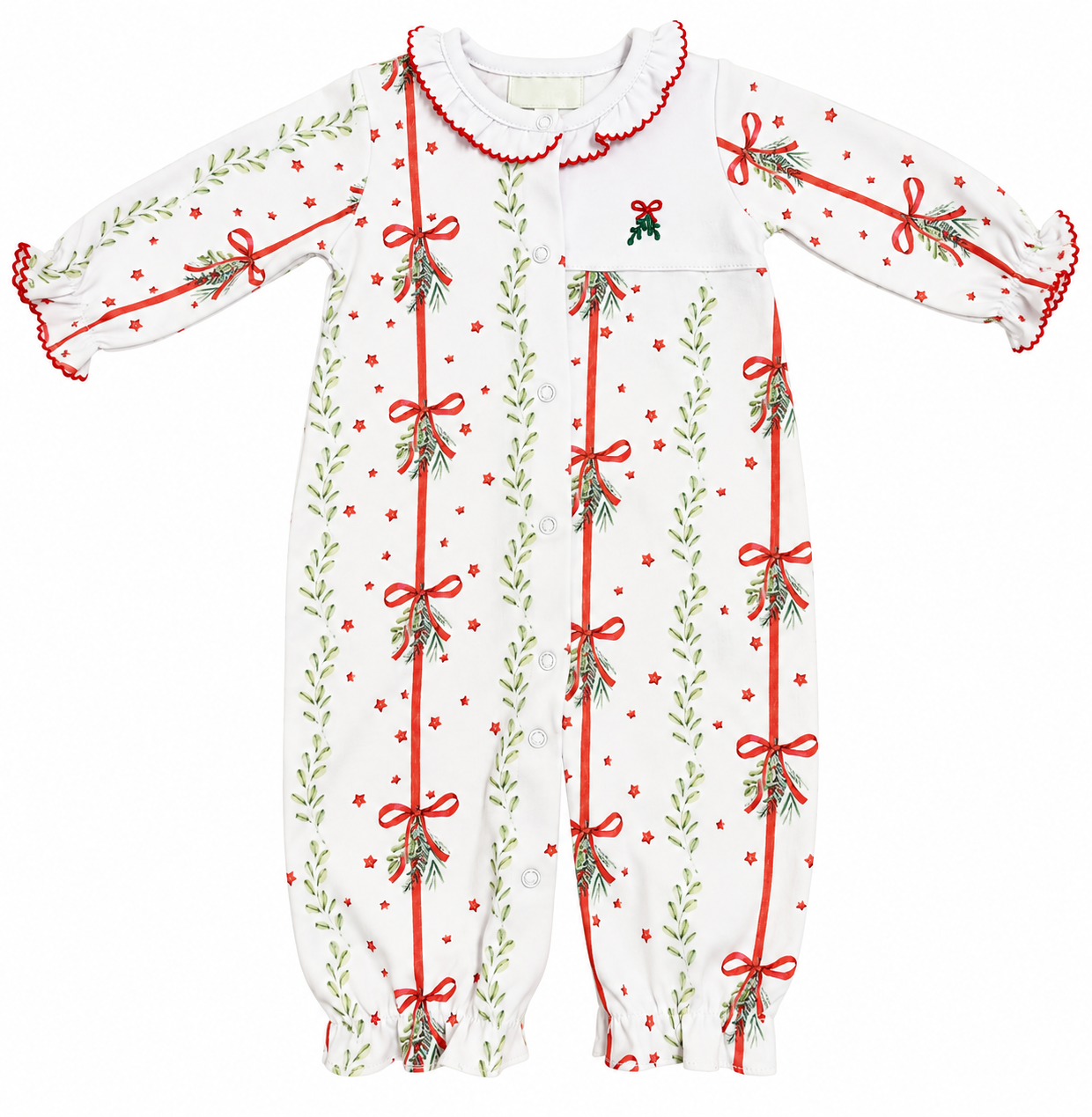 Mistletoe print baby girl converter gown