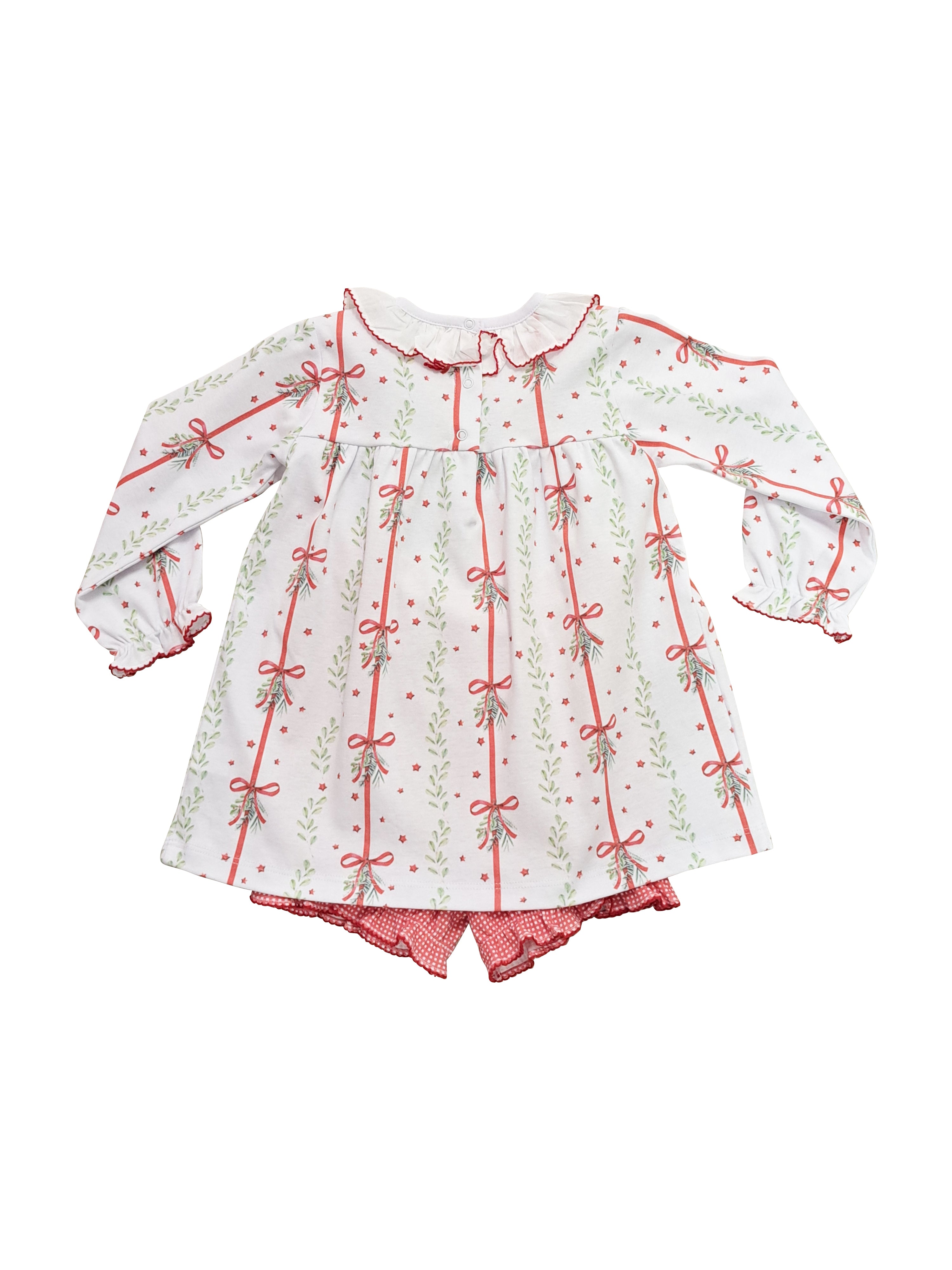 Christmas bows and Mistletoe Girl's Bloomer Set - Little Threads Inc. Children's Clothing