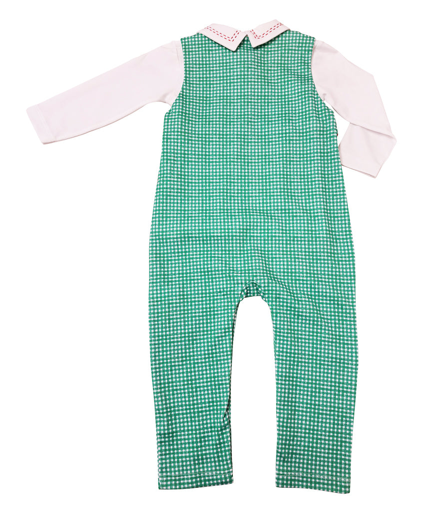 Christmas Nutcracker 2 piece white top green boy Longall Set - Little Threads Inc. Children's Clothing