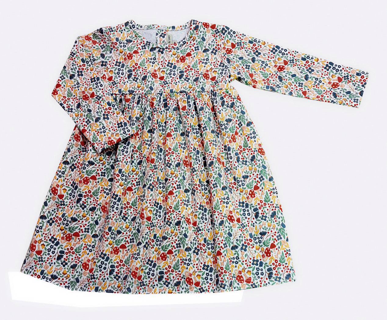 Fall Flowers Long Sleeve Girl's Dress Pima Cotton - Little Threads Inc. Children's Clothing