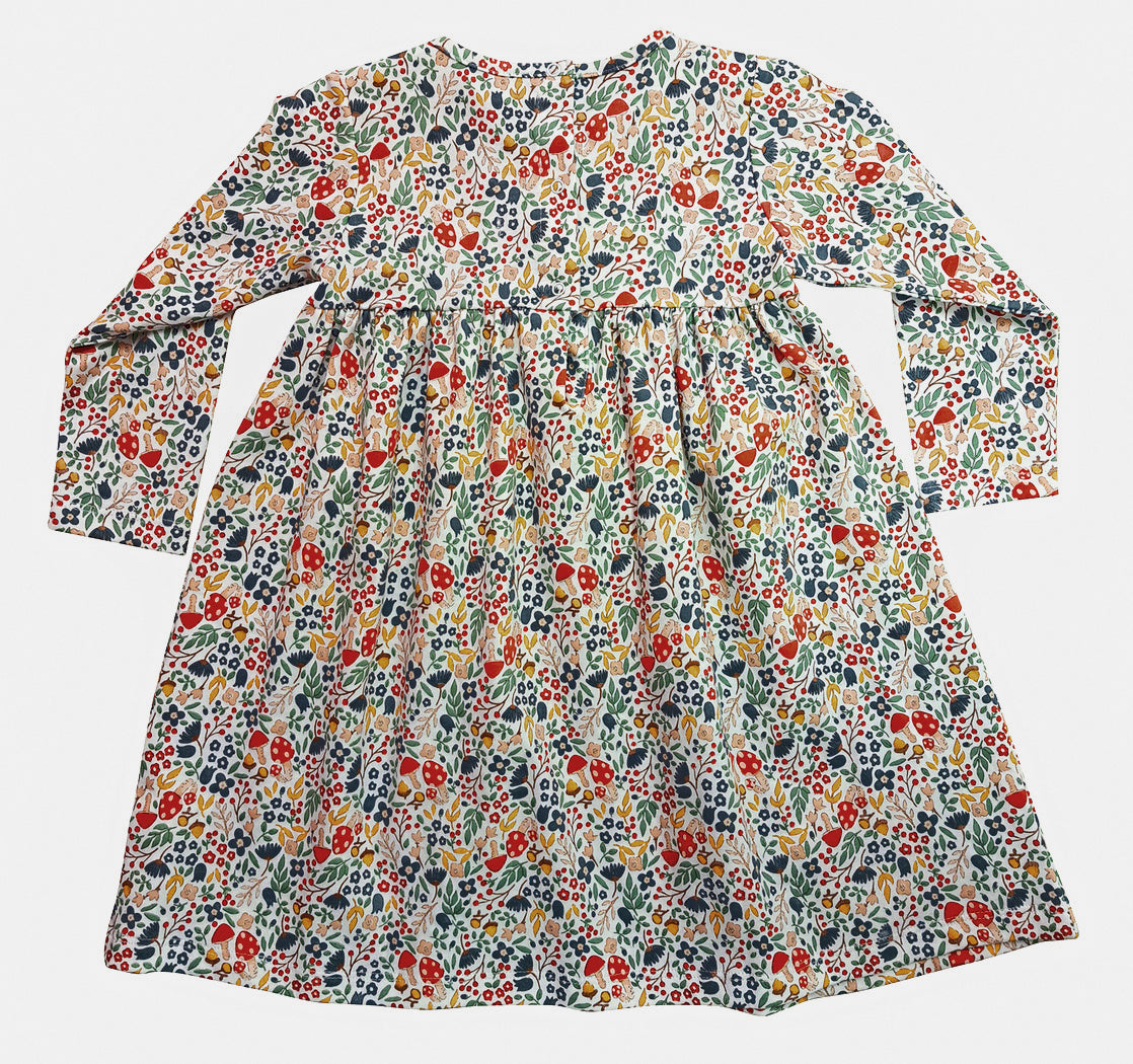 Fall Flowers Long Sleeve Girl's Dress Pima Cotton - Little Threads Inc. Children's Clothing