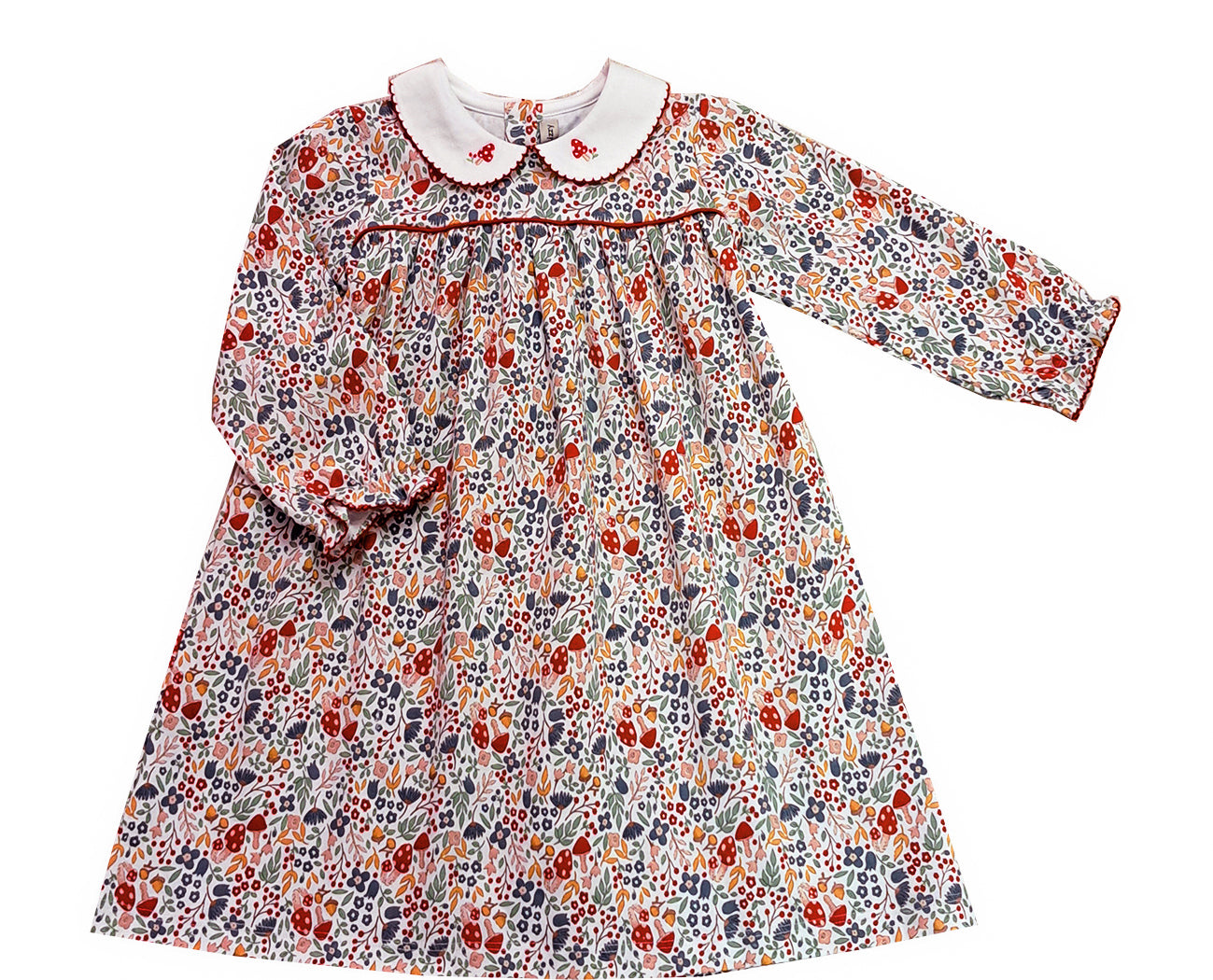 Fall Flowers girl Long Sleeve Float Pima cotton dress - Little Threads Inc. Children's Clothing