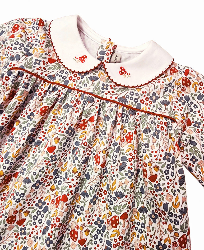 Fall Flowers girl Long Sleeve Float Pima cotton dress - Little Threads Inc. Children's Clothing