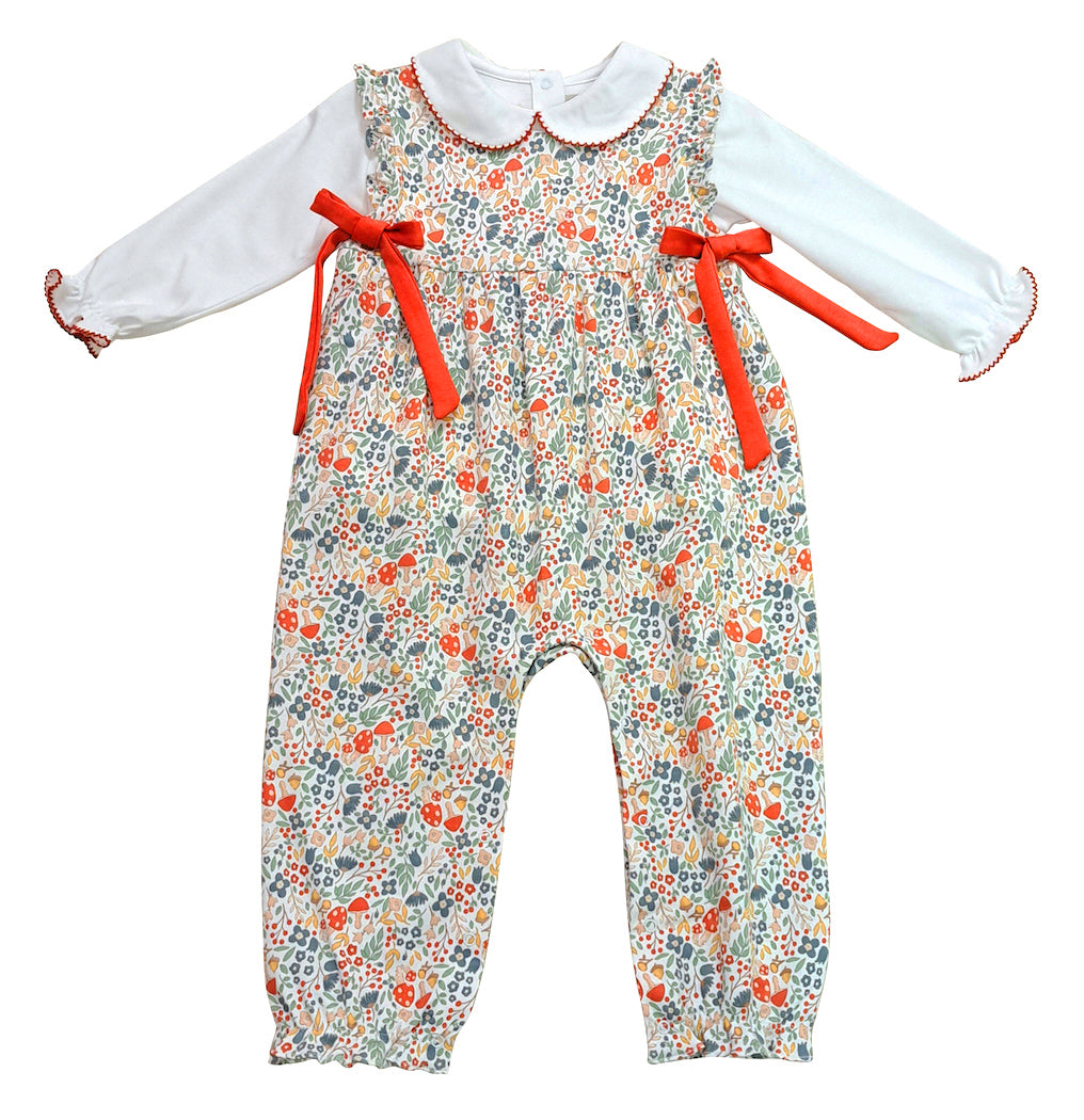 Baby Girl's "Fall Flowers" Romper Set with White Long Sleeve Top - Little Threads Inc. Children's Clothing