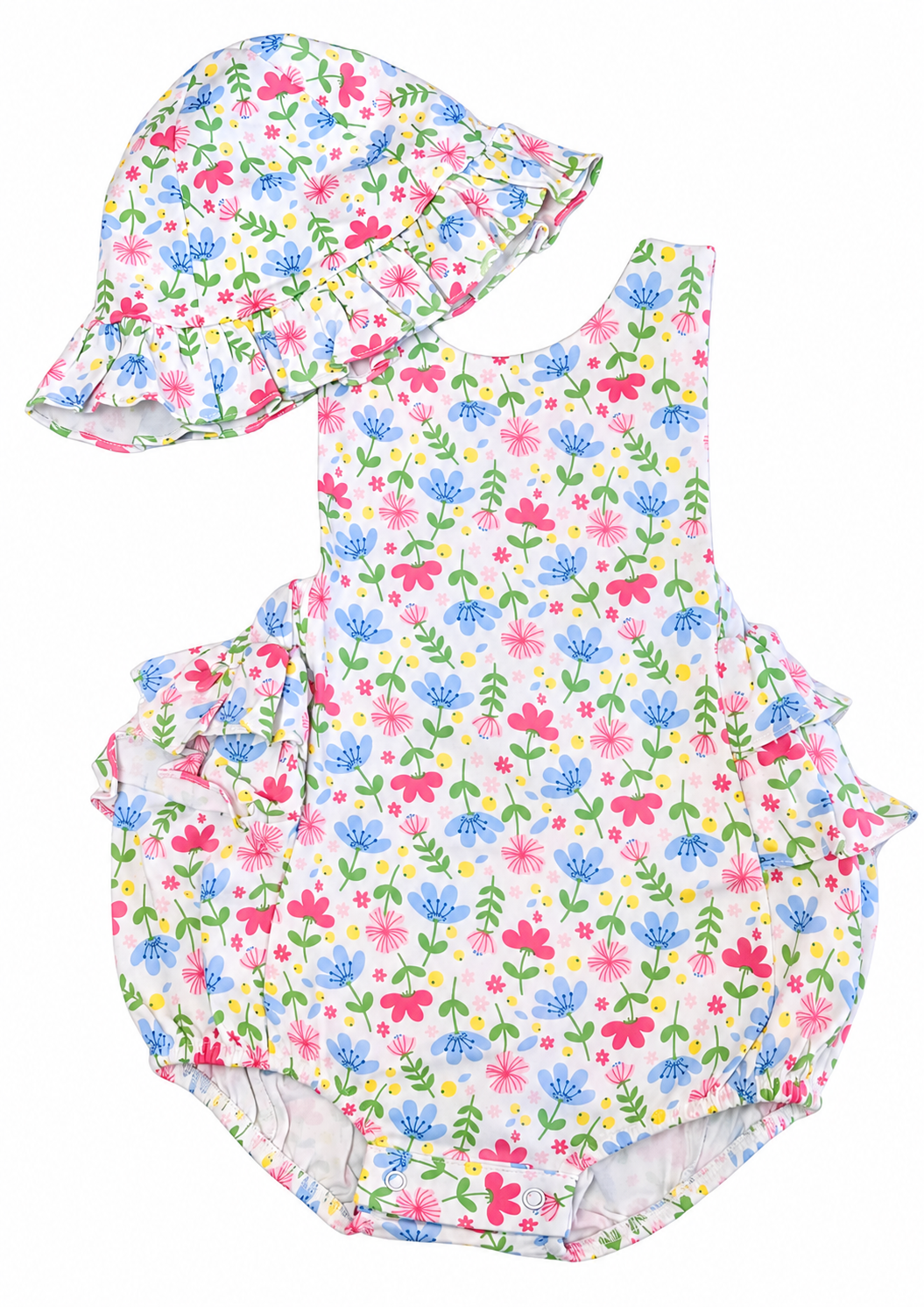 Palm Beach Girls Sunsuit and Sunhat Set - Little Threads Inc. Children's Clothing