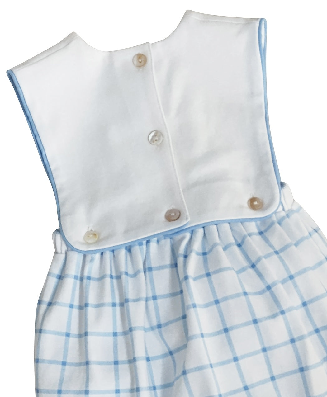 Blue windowpanes print white top baby boy romper - Little Threads Inc. Children's Clothing