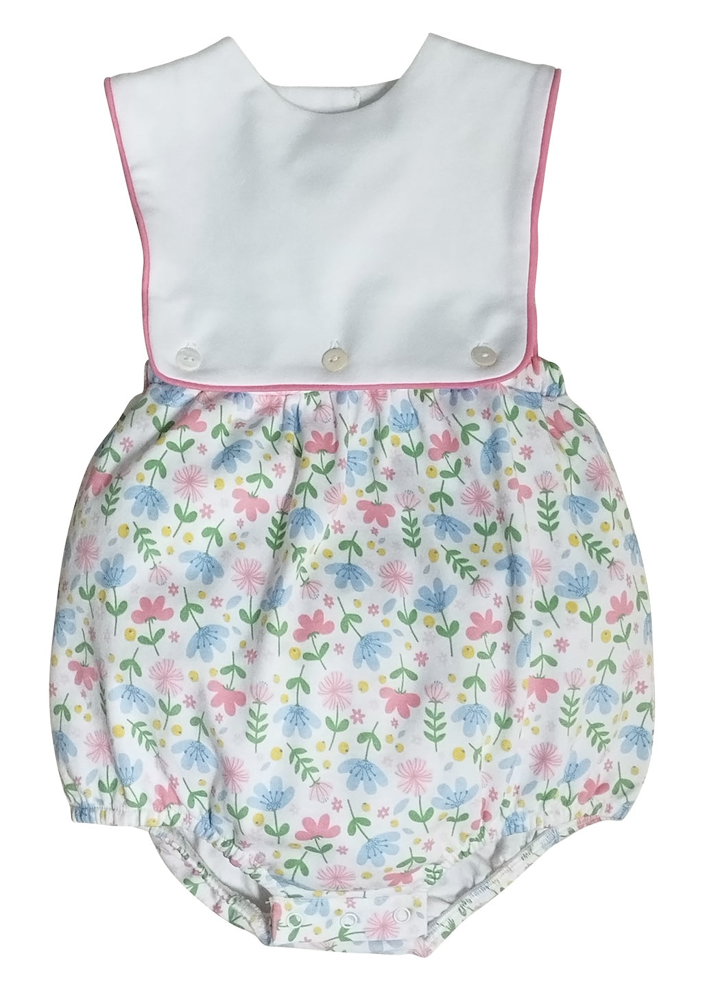 Girl Bubble Romper Pima Cotton Palm Beach Collection - Little Threads Inc. Children's Clothing