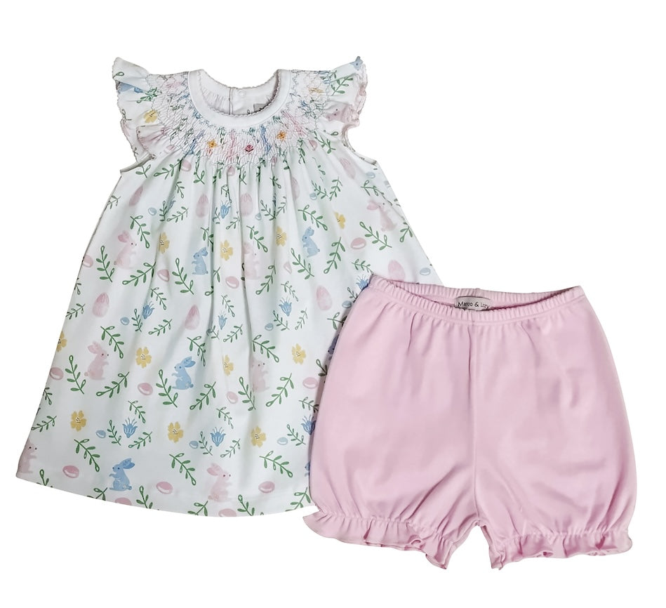 Girl's Bishop Easter floral with Bunnies - Little Threads Inc. Children's Clothing