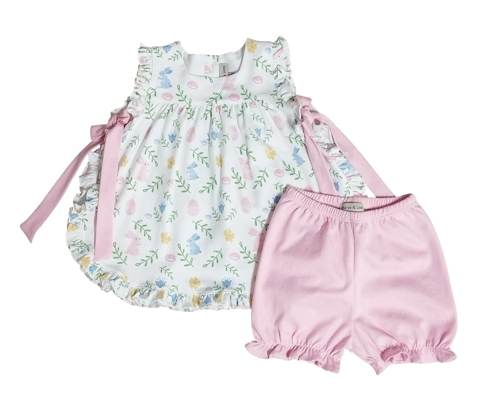 Easter Print Pim Cotton Girls bloomer set - Little Threads Inc. Children's Clothing