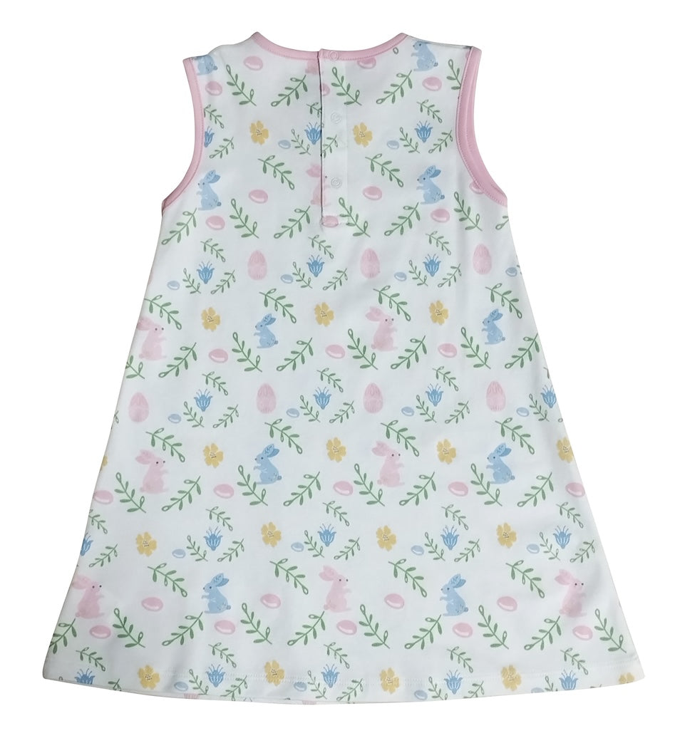 Girl's A line Dress Easter Floral With Bunnies - Little Threads Inc. Children's Clothing