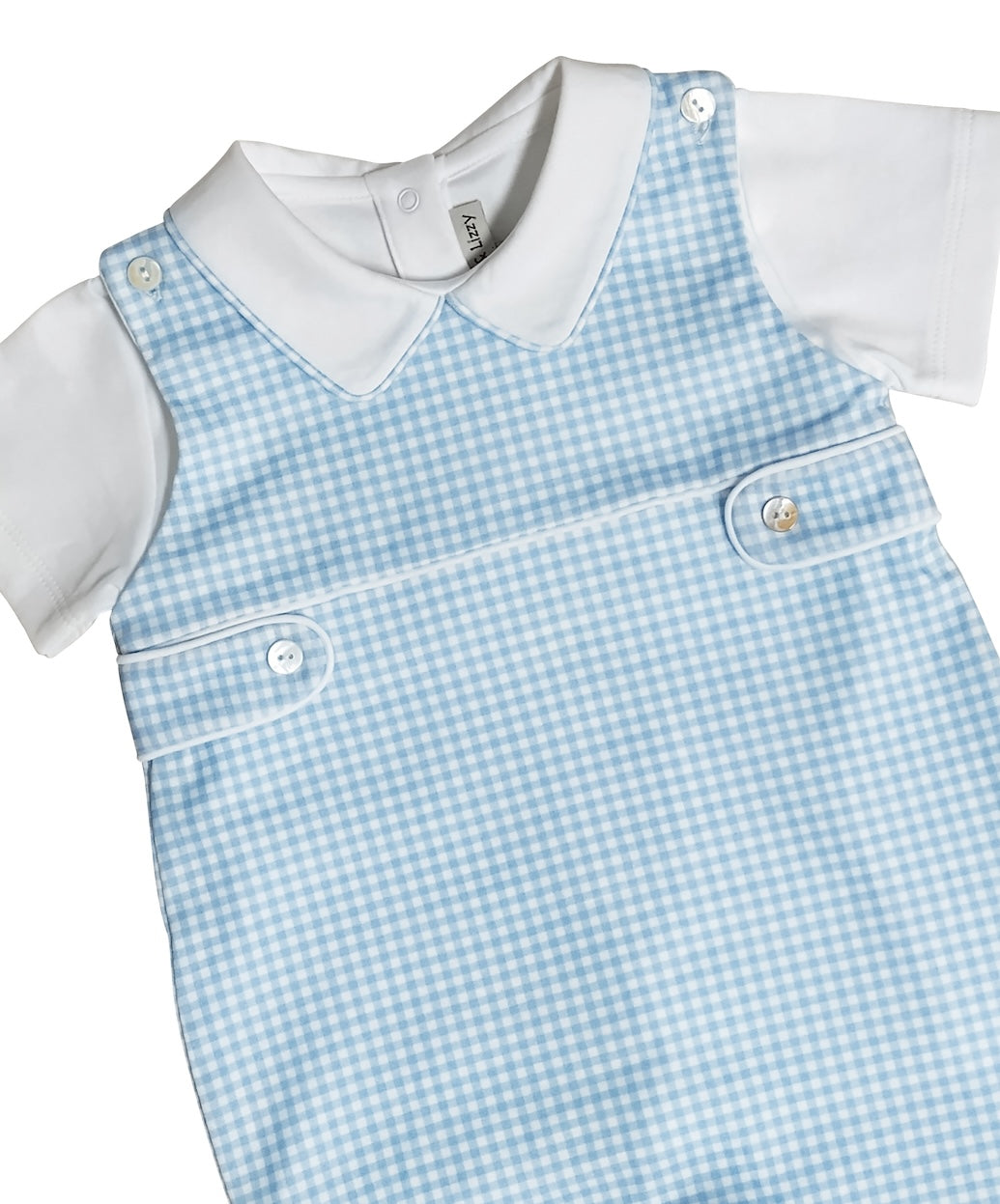 Blue checks Pima cotton baby boy overall set - Little Threads Inc. Children's Clothing