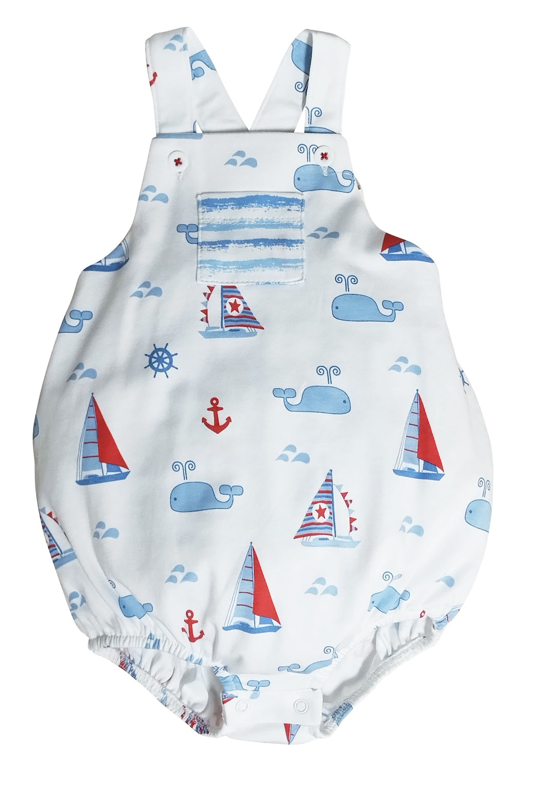Nantucket Whales and sailboats Print Baby boy sun bubble - Little Threads Inc. Children's Clothing