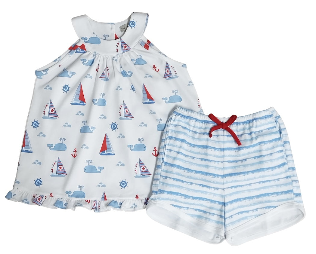 Nantucket Pima Cotton girls short set - Little Threads Inc. Children's Clothing
