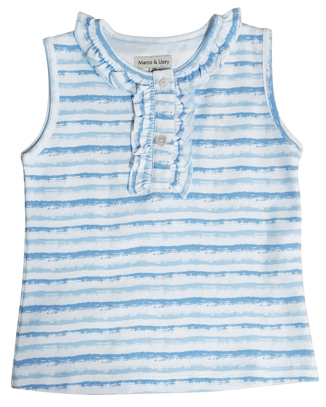 Nantucket Blue striped pima girl's top - Little Threads Inc. Children's Clothing
