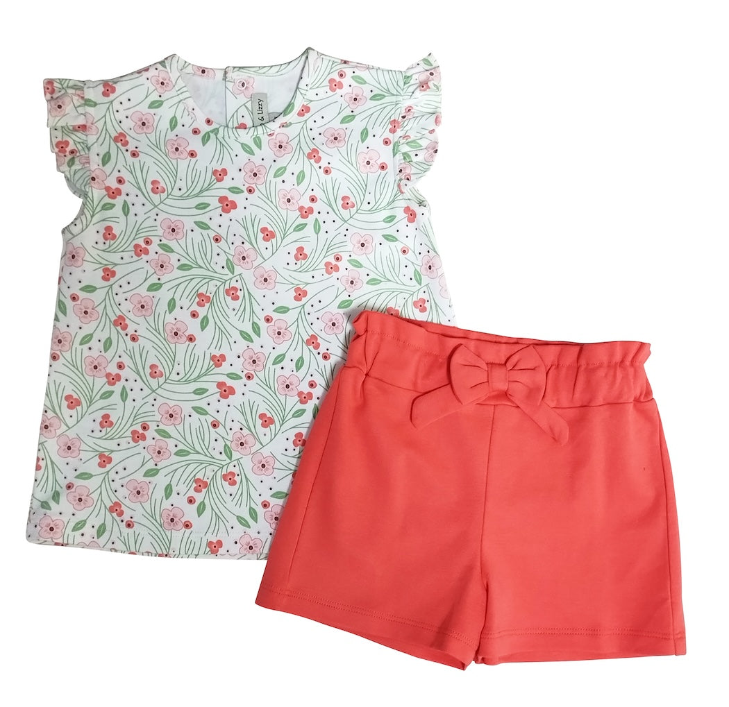 Cherry Blossoms Girl's Short Set - Little Threads Inc. Children's Clothing