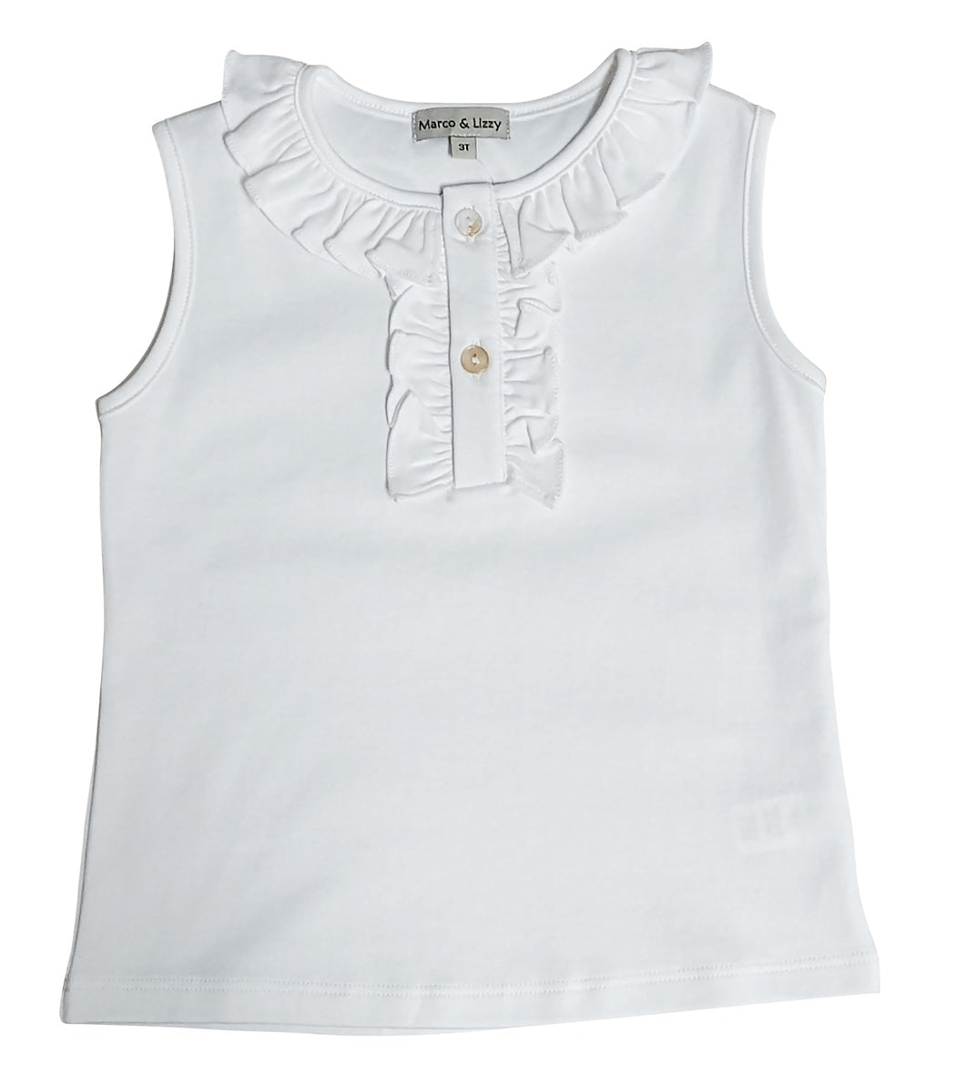 Cherry Blossoms Solid White Pima Girl's Top - Little Threads Inc. Children's Clothing