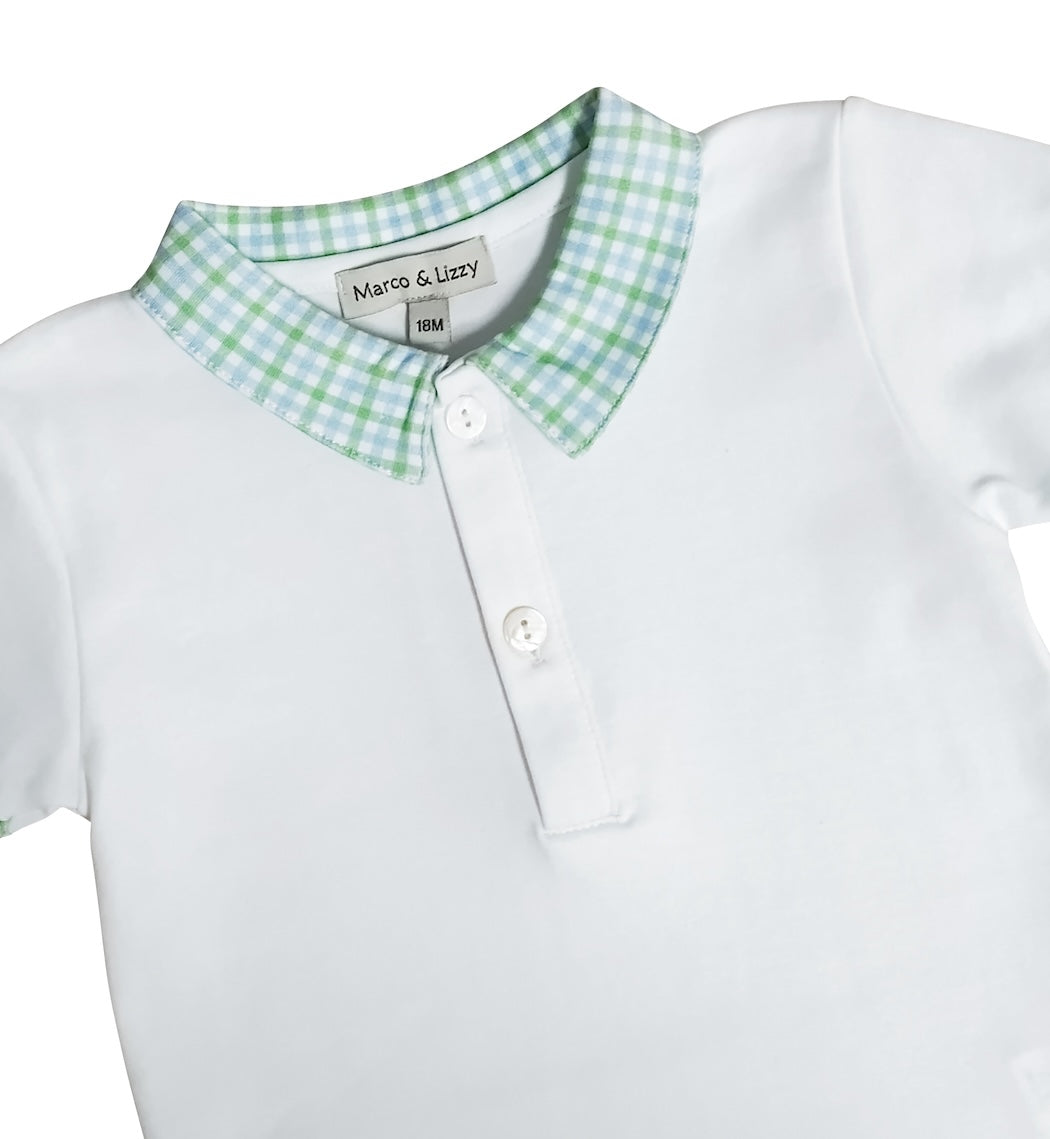Boys Green and blue Pima cotton short set - Little Threads Inc. Children's Clothing
