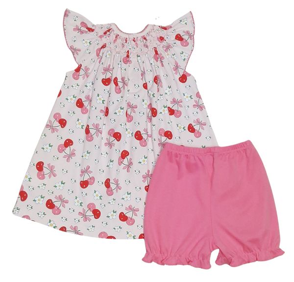Cherries Girl's Bishop Dress - Little Threads Inc. Children's Clothing