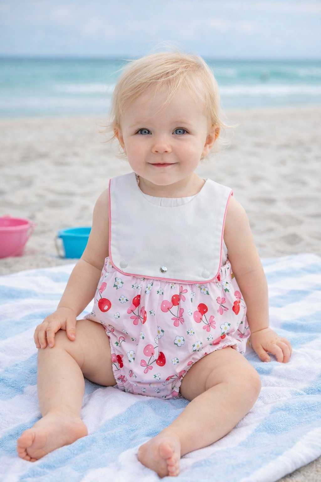 Cherries Baby Girl Sunsuit - Little Threads Inc. Children's Clothing