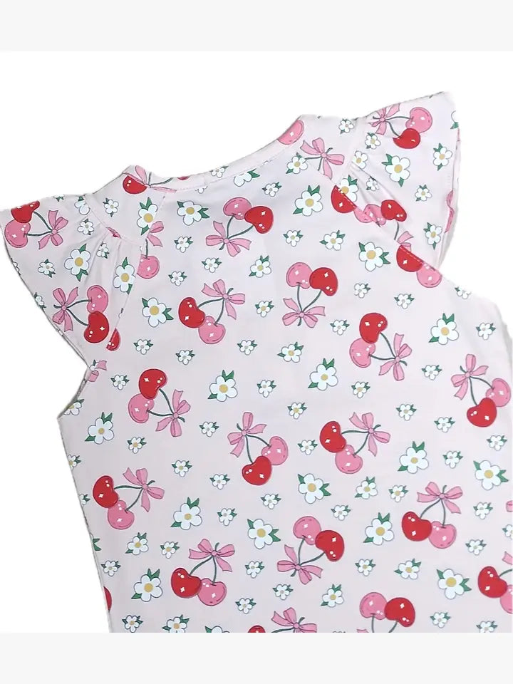 Cherries Printed Girl's Top - Little Threads Inc. Children's Clothing