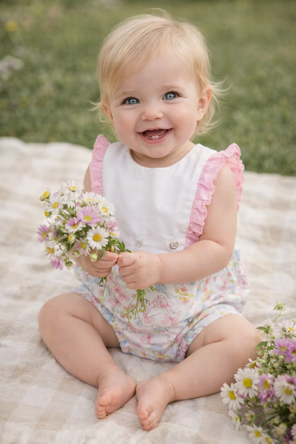 Easter Bunnies Floral Baby Girls Sun Bubble - Little Threads Inc. Children's Clothing