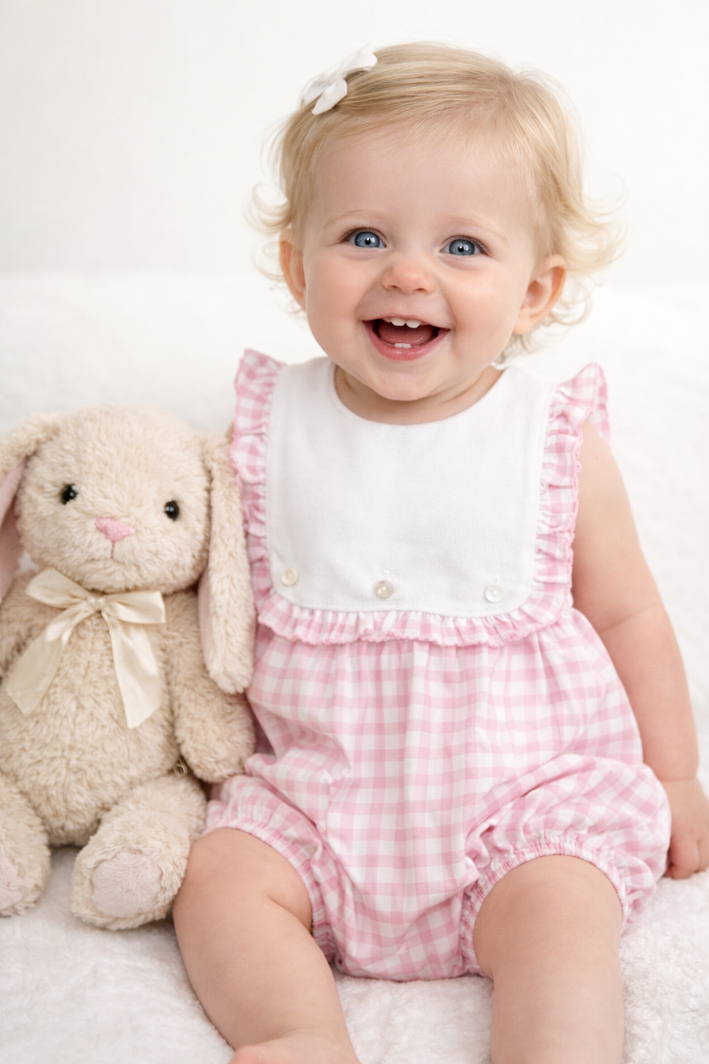 Easter Bunnies Pink Checks Baby Girl's Sun Bubble - Little Threads Inc. Children's Clothing