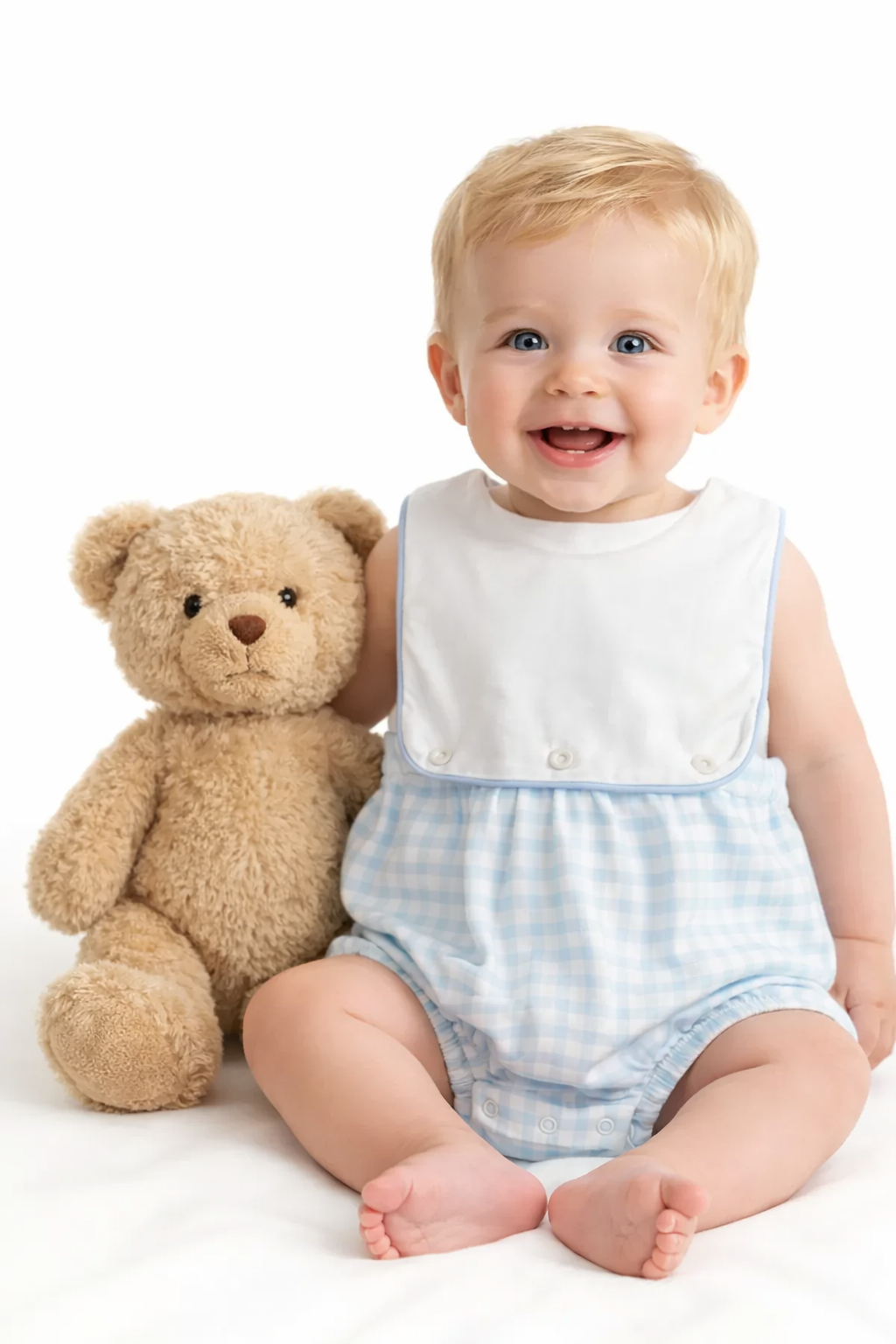 Easter Bunnies Blue Checks Baby Boy Sun Bubble - Little Threads Inc. Children's Clothing
