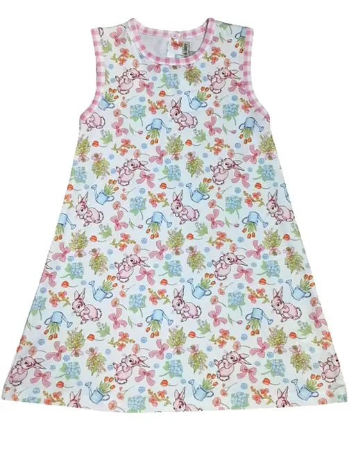 Easter Bunnies Girl's A Line Dress - Little Threads Inc. Children's Clothing