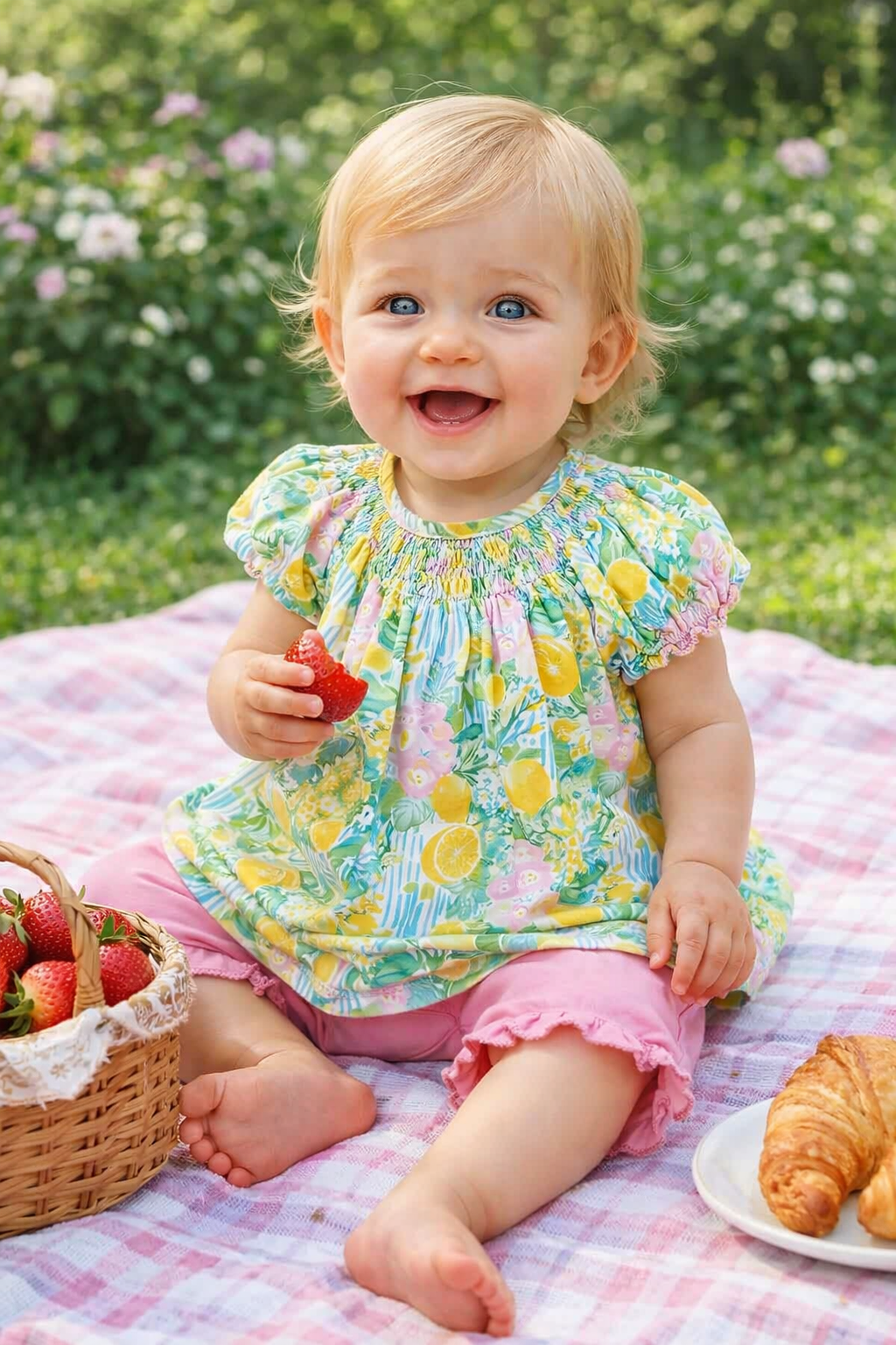 Positano Collection Smocked Girls Bishop