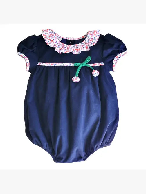 Baby Girl's "Cherries" Navy Corduroy Bubble - Little Threads Inc. Children's Clothing