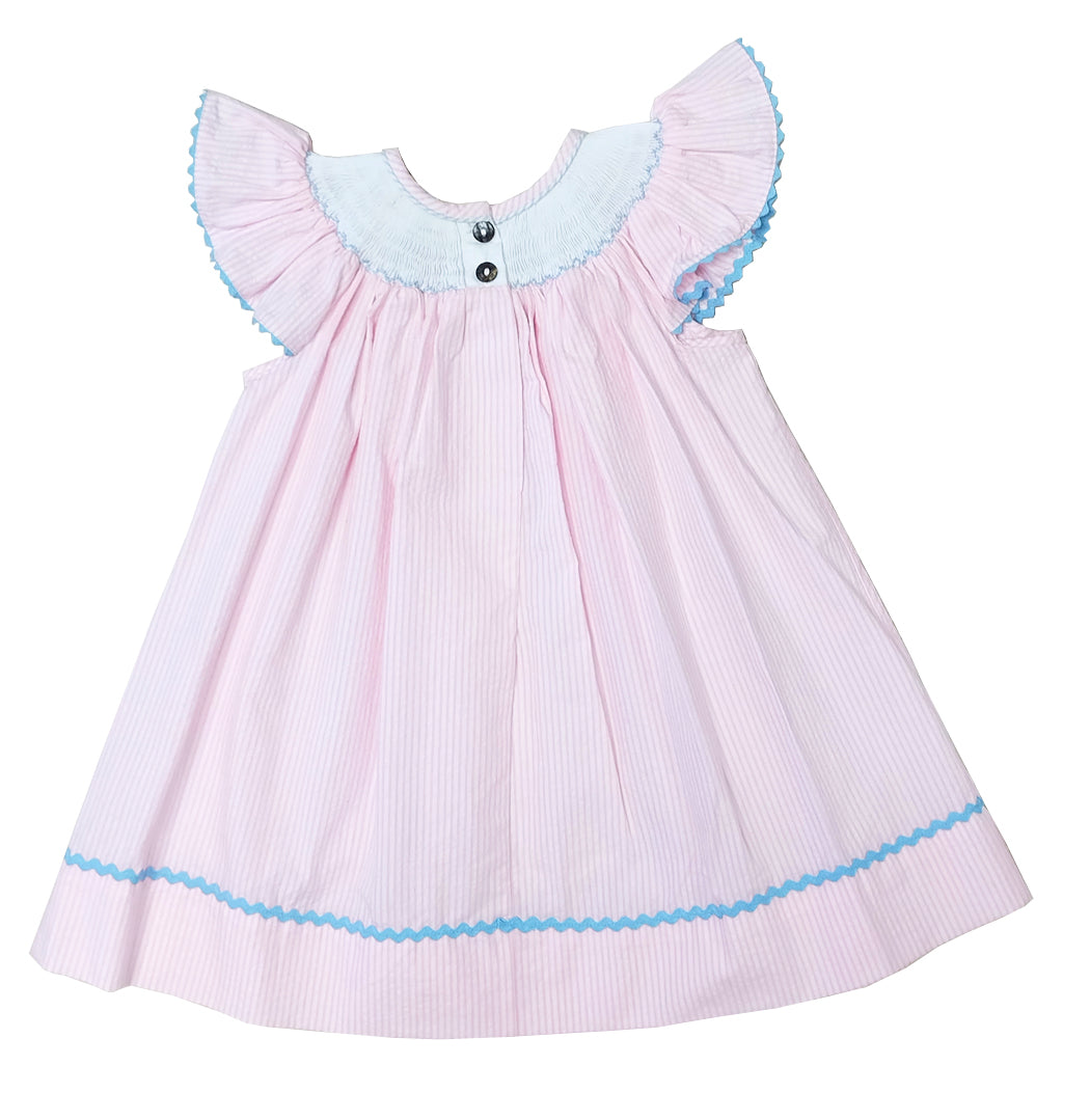 Girl's Hand Smocked Pink " Fish" Bishop Dress - Little Threads Inc. Children's Clothing