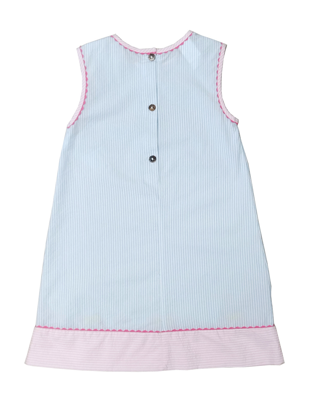 Girl's Pink and Blue Appliquéd Fish A-Line Dress - Little Threads Inc. Children's Clothing