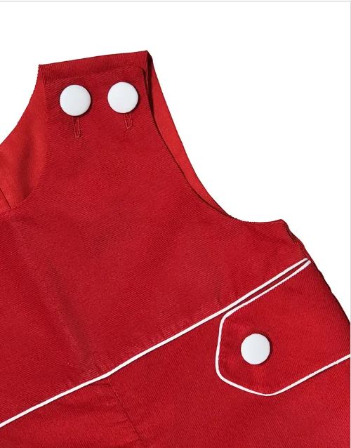 Christmas Red corduroy Boy Overall with straight legs - Little Threads Inc. Children's Clothing