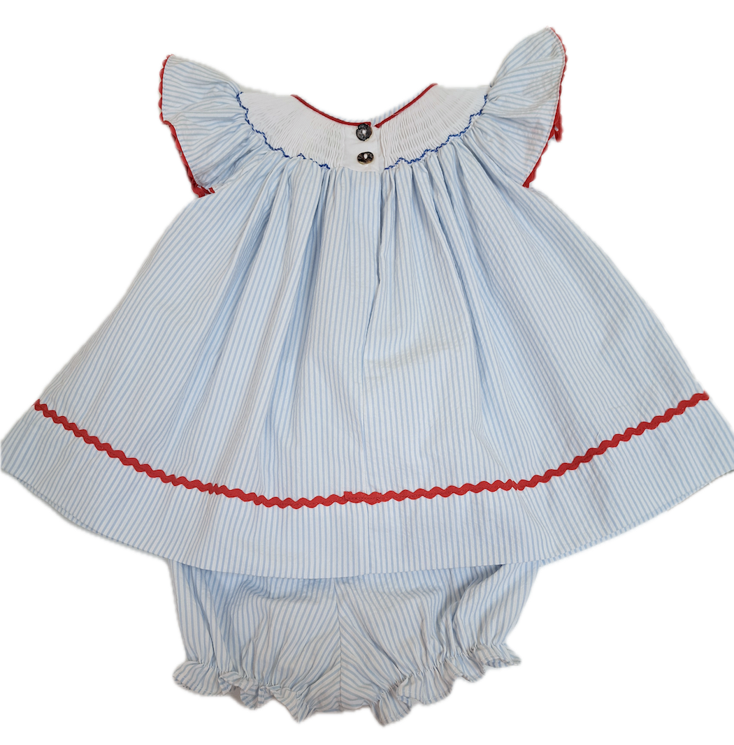 Girl's Hand Smocked "Sailboat" Bishop - Little Threads Inc. Children's Clothing