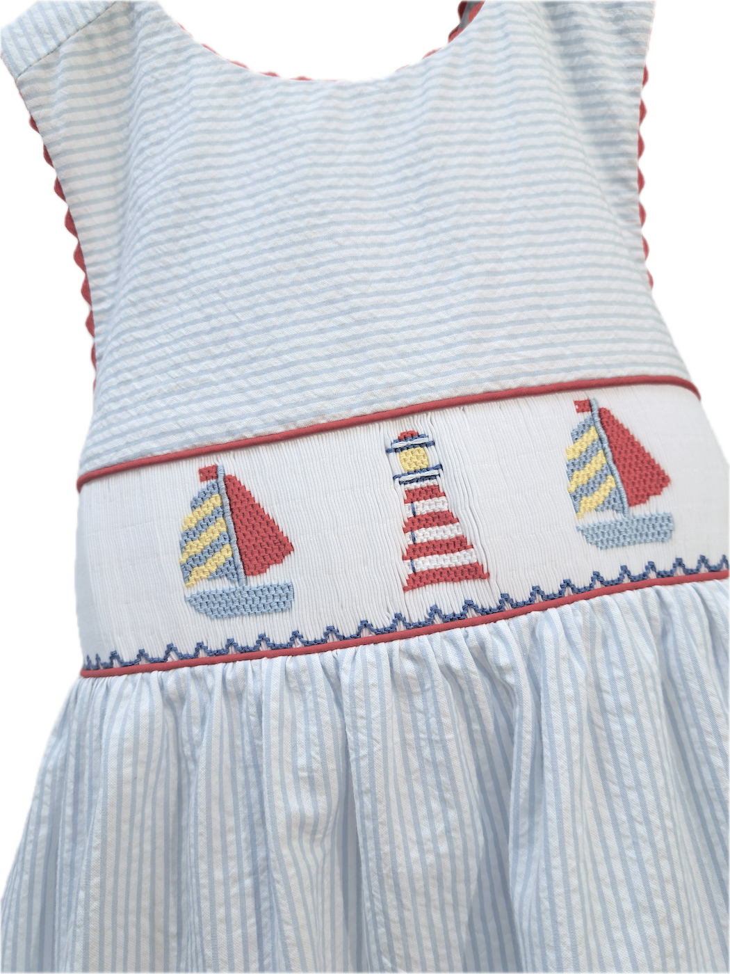 Girl's Hand Smocked Sailboat Dress - Little Threads Inc. Children's Clothing