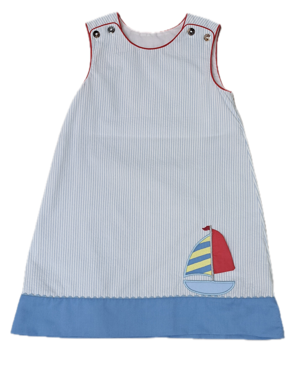 Girl's Sailboat Applique A-Line - Little Threads Inc. Children's Clothing
