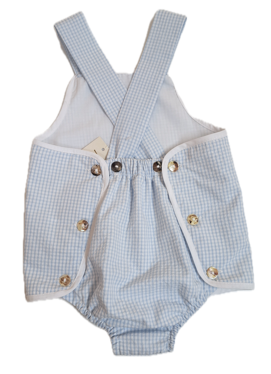 Baby Boy's Blue and White checks Sun Romper - Little Threads Inc. Children's Clothing