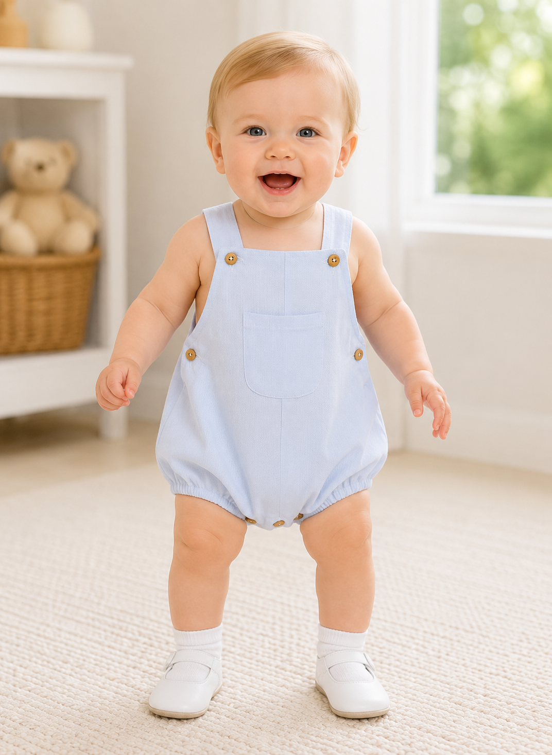 Basic-Blue Baby Boy Romper