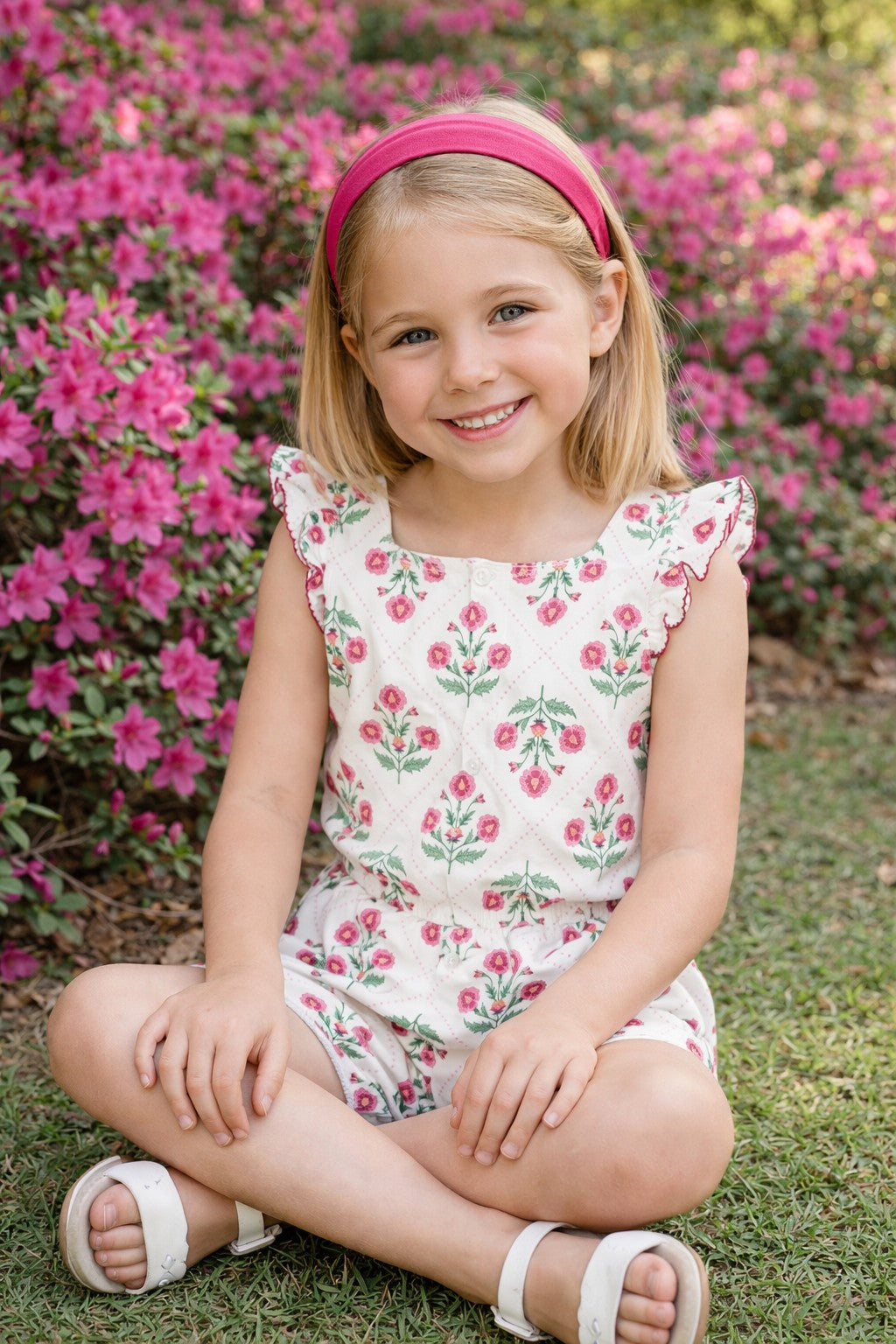 Madison Girls Floral Pima Cotton Romper - Little Threads Inc. Children's Clothing
