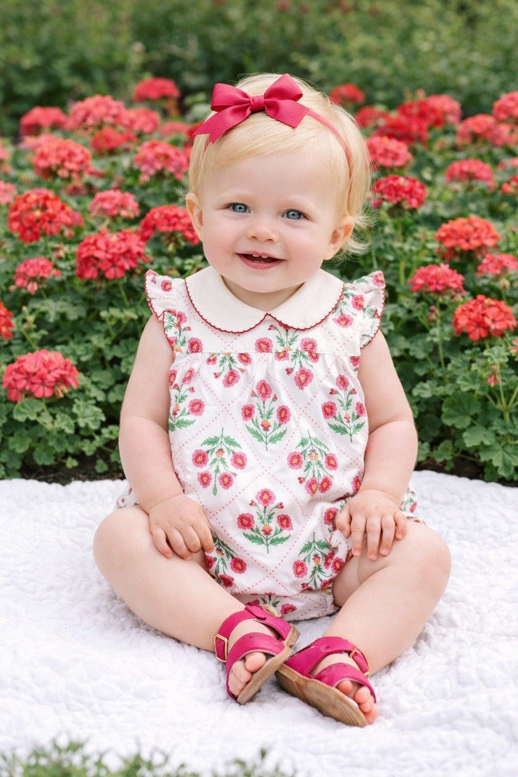 Madison Pima cotton floral baby girl romper