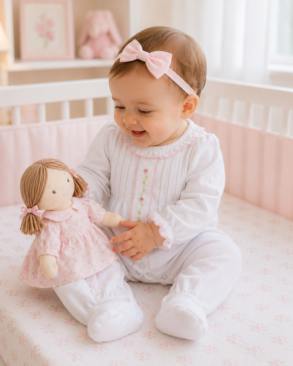 Girl Rose Pink Pima Cotton Baby Footie