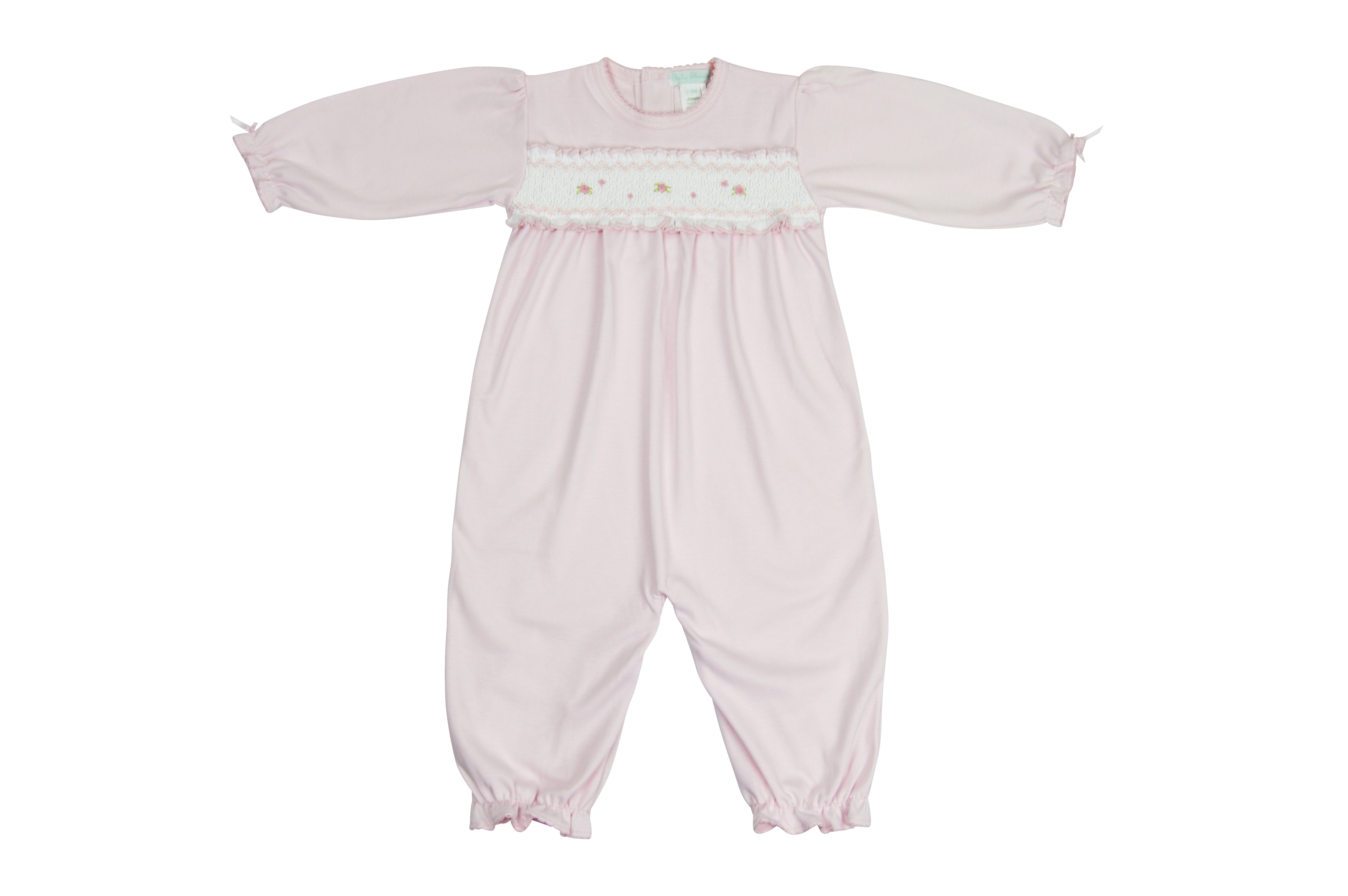 Baby Girl Pink Hand Smocked Rosebuds Converter - Little Threads Inc. Children's Clothing