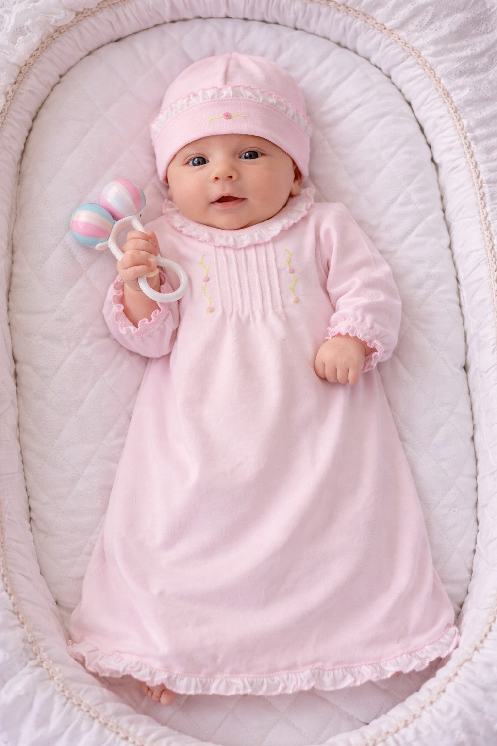 Eden Pink Baby Girl DayGown - Little Threads Inc. Children's Clothing