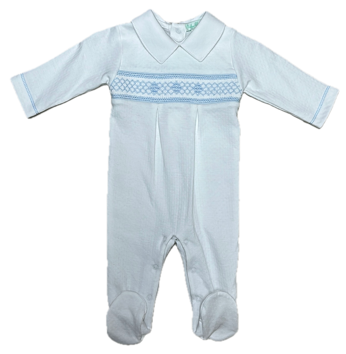 Baby Boy White Jacquard Footie - Little Threads Inc. Children's Clothing